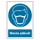 Påbudsskilt - Maske påbudt (rund)