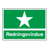 Henvisningsskilt - Redningsvindue