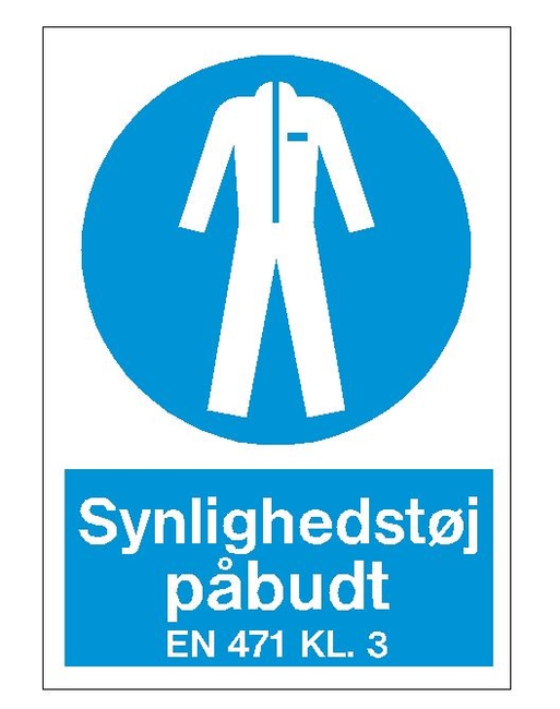 Påbudsskilt - Synlighedstøj påbudt EN 471 KL.3