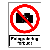 Forbudsskilt - Fotografering forbudt