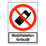Forbudsskilt - Mobiltelefon forbudt