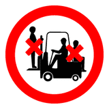 Forbudsskilt - Passagerer på truck forbudt (rund)