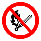 Forbudsskilt - Rygning og åben ild forbudt (rund)