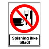 Forbudsskilt - Spisning ikke tilladt