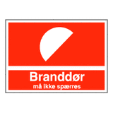 Brandskilte - Branddør - må ikke spærres