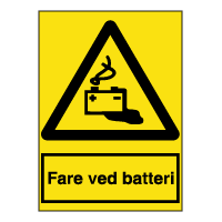 Advarselsskilte - Fare ved batteri