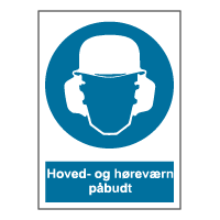 Påbudsskilt - Hoved- og høreværn påbudt