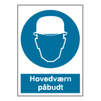 Påbudsskilt - Hovedværn påbudt